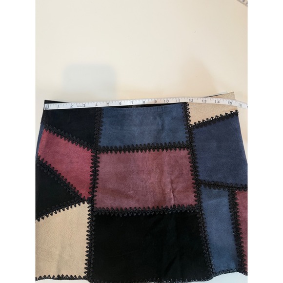 Zara Women's Suede Patchwork Mini Skirt, Multi-colored Panels, Size M - Picture 3 of 6